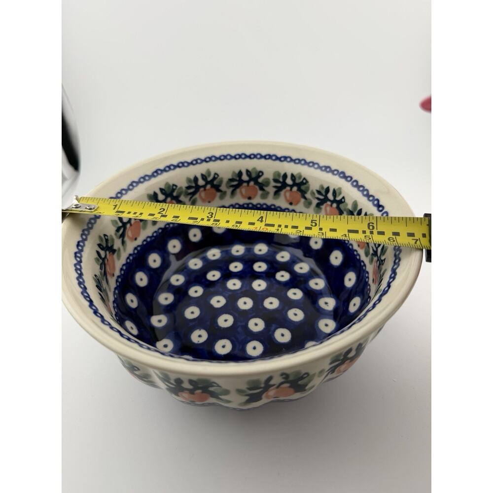 Boleslawiec Manufakura Polish Pottery Apple Bowl 6.75" Wide Hand Painted - Picture 7 of 7